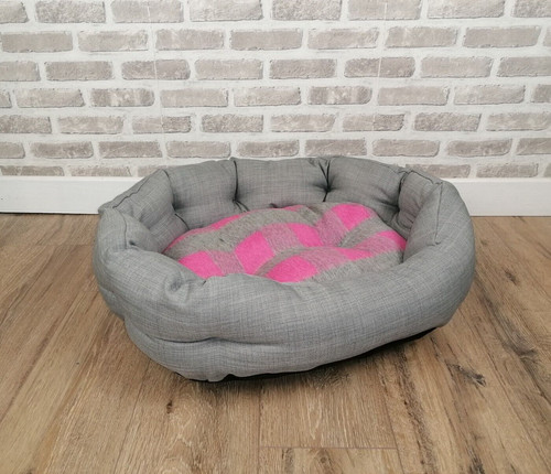 Small washable grey pink dog - small, /pink
