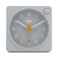 BC02X Braun classic analogue travel alarm clock - grey Easy to read dial