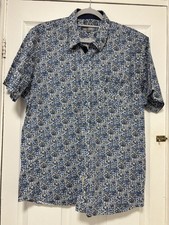 Jeff Banks Men's Light Blue Short Sleeve Shirt Size XXL Floral Design VGC