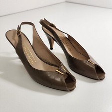 Bruno Magli Brown Leather Peep