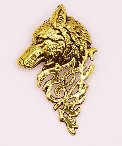Gold wolf head - gold, fashion