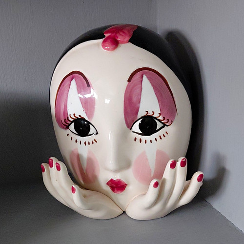 Ceramic woman face head - ceramic,