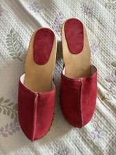 Womens Wooden Red Clogs Size