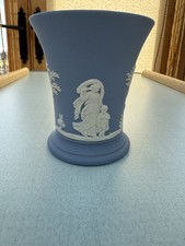 Vintage Wedgewood Jasperware Blue Vase small trumpet VGC 