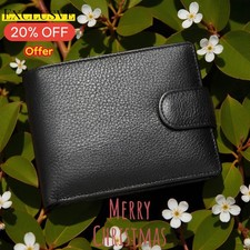 Christmas Gift RFID Blocking Genuine Leather wallet, Men Wallet with Snap Button