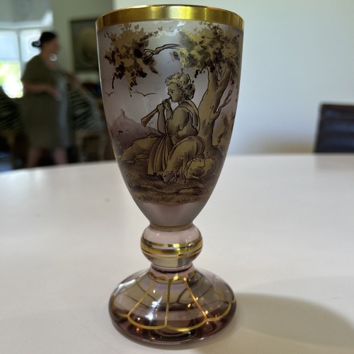 Antique moser gilt glass lilac - moser,