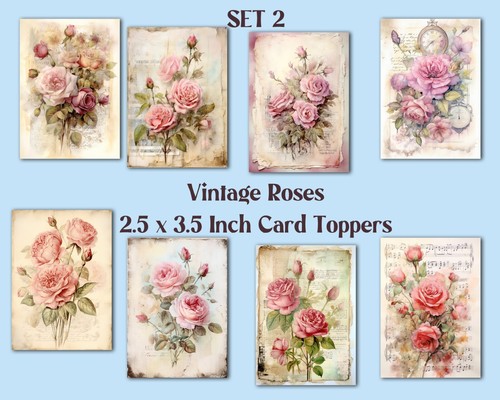 Vintage roses card toppers - 8,