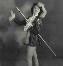 Early Photo Beautiful Woman Majorette Marching Baton Petty Studio Harrogate