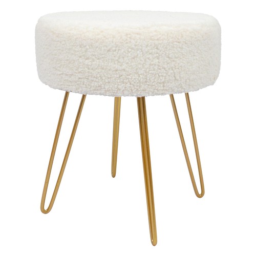 Round boucle footstool cream - boucle,