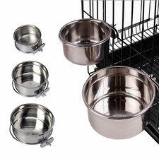 Hang-On Metal Bowl for Pet Cat Puppy Dog Crate Food Water Bowls Stainless Steel