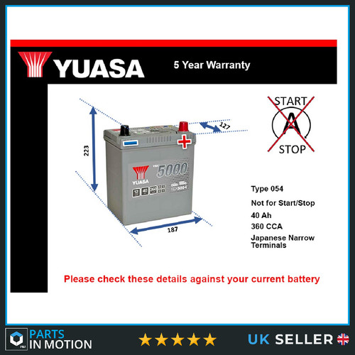 Car battery ybx5054 yuasa - car, 054