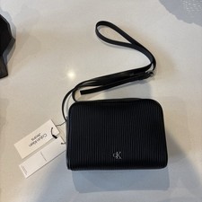 Calvin Klein Black Ribbed Camera Crossbody Bag