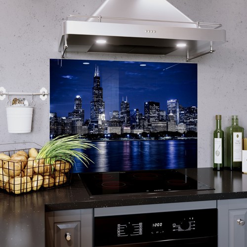 Glass splashback kitchen tile - glass,