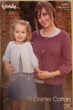 Original Wendy Cotton Dk Child/ Ladies Swing Jacket 22"-42"Knitting Pattern 5467