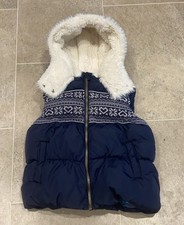 Next Girls Fleece Hooded Navy Gilet / Body Warmer age 7-8 yrs 