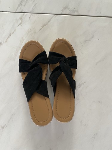 Ladies black low wedge heel - ladies,