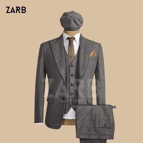Men gray tweed - wool, 3-piece