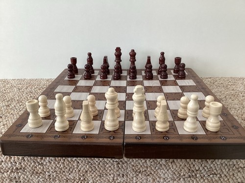 Chess set wood - hand, carved