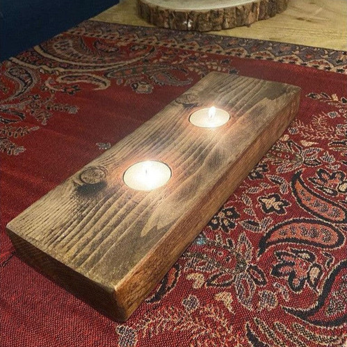 Rustic tea light holder - tea,