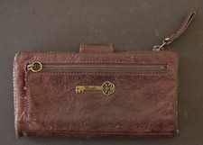 FOSSIL Vtg. Womens Deep Red Leather Wallet Clutch 17x10cm/6.7”x3.9” 