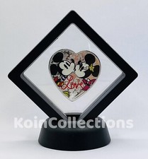 Disney Mickey and Minnie Mouse Commemorative Love Heart Shaped Coin - Framed 