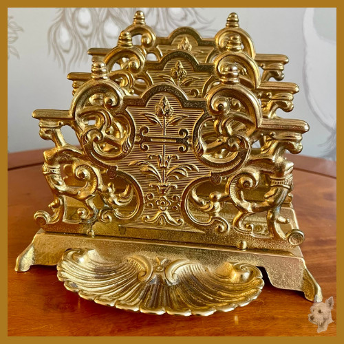 Vintage brass letter rack desk - vintage,
