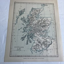1914 (Print) Map of Scotland 1285 GA #13 Vintage Antique Old Atlas