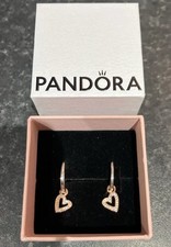 Pandora Sparkling Freehand Heart Hoop Earrings New In Box