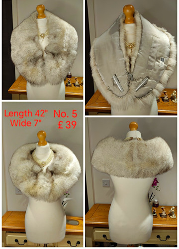 White cream fox fur collar - fur,