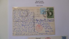 Royal Yacht HMY Britannia 2 postcards posted with Royal Yacht cypher Bahrain NZ