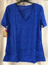 zumba royal blue camo style t shirt top ladies lightweight fitness gym dance