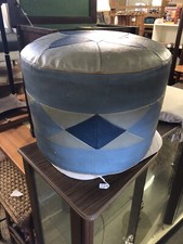 Retro Blue Round Pouffe With