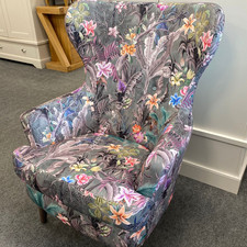 Giron Grey Floral Velour