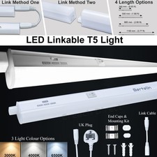 LED Under Cabinet Kitchen Linkable Strip Light Cupboard T5 Batten Plug 3 Colours