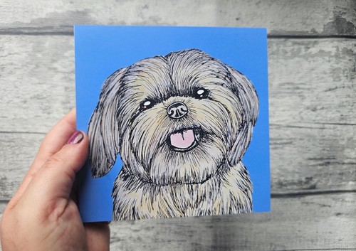 Lhasa apso greetings card - lhasa,