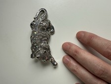 VINTAGE COSTUME BROOCH PANTHER/leopard, silver tone rhinestones 