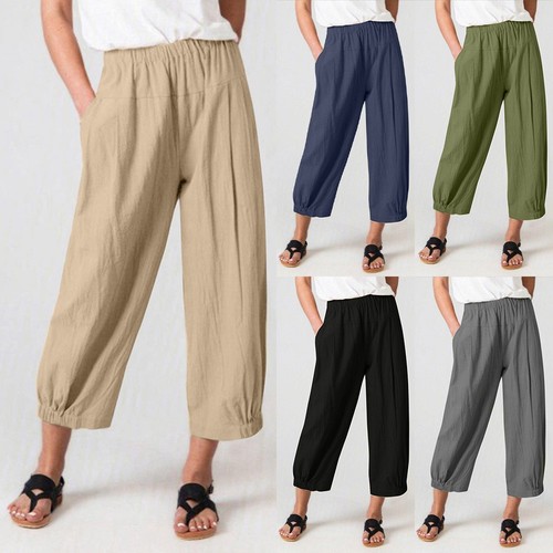 Womens cotton linen cropped - womens,