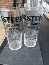 2x Estrella Damm  Pint 20oz Beer Glass Laser Nucleated Homebar Lager Pub