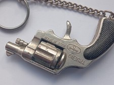 Vintage Keyring Metal Toy Side Arm Pistol Cowboy Gun Western Trueno Spain Revolv