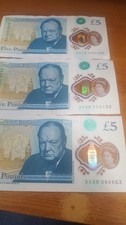 AA SERIES- 3 X  £5 FIVE POUND