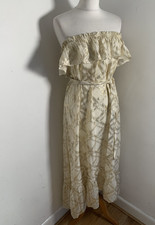 Temperley London dress US 8 UK 12 VGC ruffle strapless metallic belted midi long