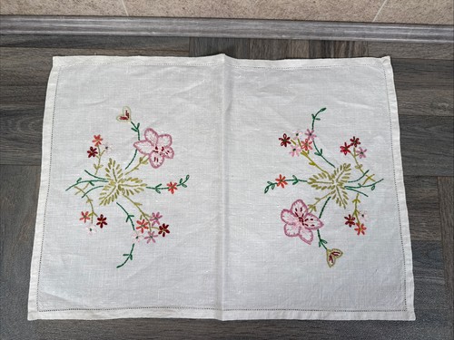 Vintage hand embroidered tray - vintage,