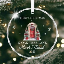 Personalised First Christmas In New Home House Crystal Decoration With Gift Bag