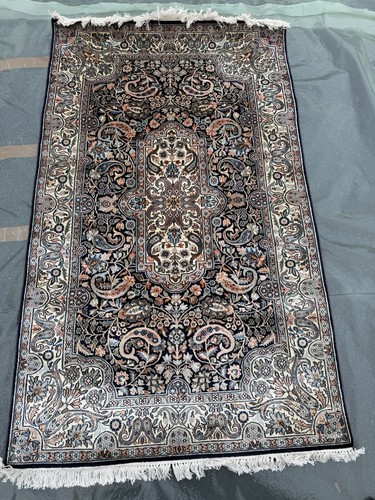 Hand knotted silk and wool - silk, rug