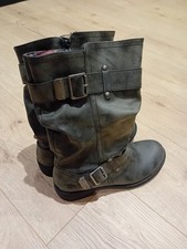 Rocket dog tumble womens zip up mid calf biker buckle boots