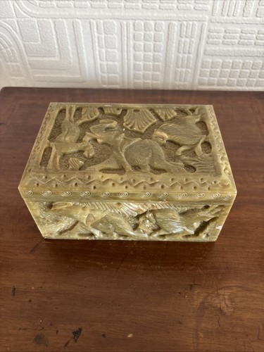 Unusual soapstone carved box - soapstone,