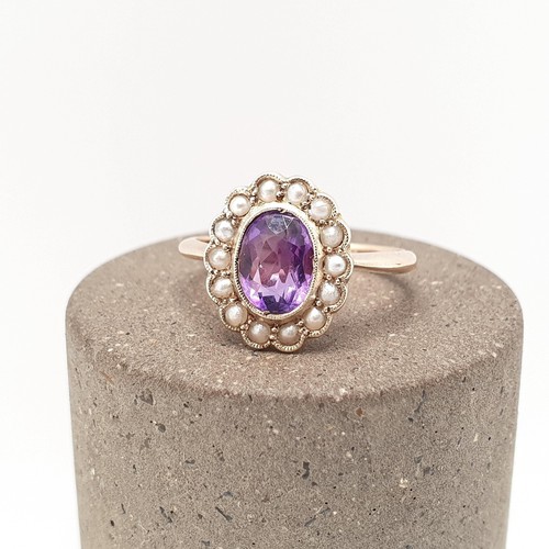 Antique 9ct gold amethyst - 9ct, 9k