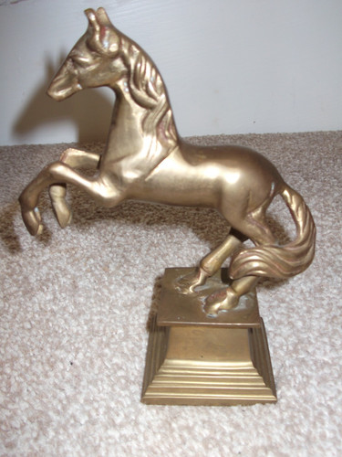 Brass horse figure stand - brass,