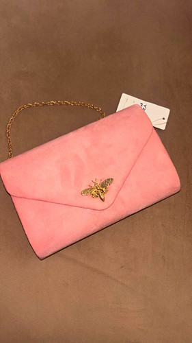 Jfy pink suede clutch - bag, w/