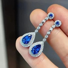 3.50 Ct Pear Cut Natural Blue